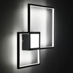 Square black plafoniera / applique led in metallo nero opaco 54x54 h8 cm