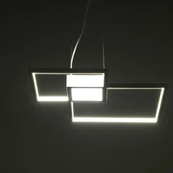 Square white lampadario led in metallo bianco opaco con filo regolabile 54x54 h8 cm