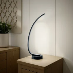 Stelo lampada da tavolo in alluminio verniciato nero opaco 15x28 h58 cm