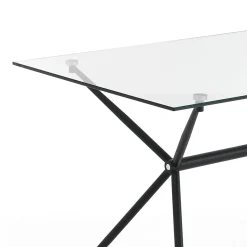 Stick Tavolo Scrivania in Vetro Temprato trasparente con base in Metallo Nero Opaco, 140 x 80 x h 76 cm