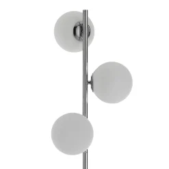 Street lampada da terra in acciaio cromato con sfere direzionabili in vetro bianco d30 h160 cm