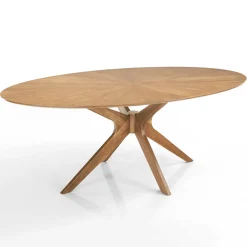 Tallin Tavolo in legno impiallacciato finitura Rovere e gambe in legno massello 190x110 cm