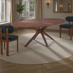 Tallin Tavolo in legno impiallacciato finitura Noce Scuro e gambe in legno massello 190x110 cm