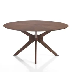 Tallin tavolo rotondo in legno chase impiallacciato finitura noce scuro e gambe in legno massello diametro 137 cm