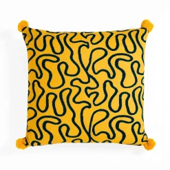 Tangle 4 cuscino 100% cotone colore giallo e blu cm 45x45