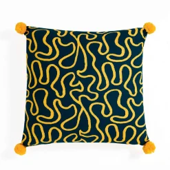 Tangle 4 cuscino 100% cotone colore giallo e blu cm 45x45