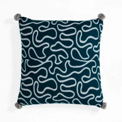 Tangle 3 cuscino rivestimento 100% cotone cm 45x45 colore grigio e blu
