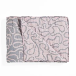 Tangle 2 plaid cotone colore grigio e rosa 100% cotone 135 x 190 cm