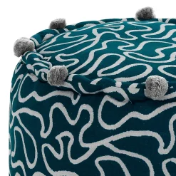 Tangle 3 pouf rotondo cotone 100% colore grigio e blu cm d45 h30