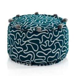 Tangle 3 pouf rotondo cotone 100% colore grigio e blu cm d45 h30