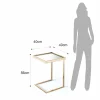 Tati gold tavolino comodino vetro a specchio acciaio verniciato oro rosa lucido rose gold h56 l40 p40