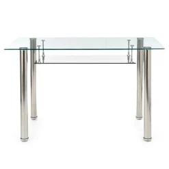 Tense Scrivania in Vetro trasparente e Metallo Cromato, 120 x 70 x h 75 cm