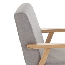 Teresa divano legno massello e tessuto grigio h71 l113 p66 cm