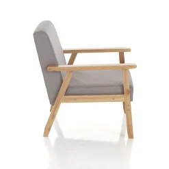 Teresa divano legno massello e tessuto grigio h71 l113 p66 cm
