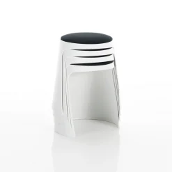 Tex sgabello in tessuto grigio scuro e polipropilene bianco impilabile d44xh44 cm