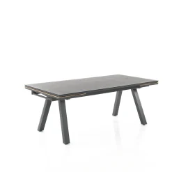 Thilia tavolo allungabile in alluminio antracite opaco piano in vetro colore antracite 200-290x100xh76 cm