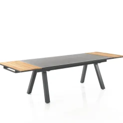 Thilia tavolo allungabile in alluminio antracite opaco piano in vetro colore antracite 200-290x100xh76 cm