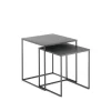 Thin set 2 tavolini in acciaio verniciato antracite opaco 40x40 35x35 cm