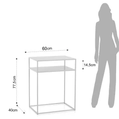 Thin white consolle in acciaio bianco opaco 60x40xh77.5 cm