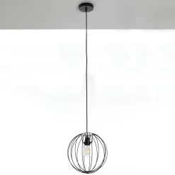 Tiago lampadario in acciaio nero opaco cavo regolabile d60 cm