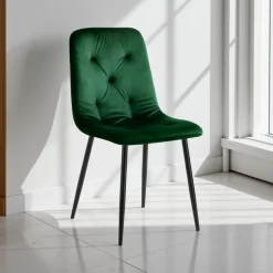 Tina green sedia in tessuto effetto velluto verde h88 l46 p56