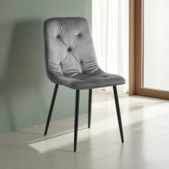 Tina grey sedia in tessuto effetto velluto grigio h88 l46 p56