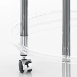 Tino round carrello con ruote in acrilico trasparente eacciaio cromato d50xh80 cm