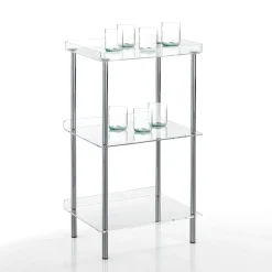 Tino scaffale in acrilico trasparente e acciaio cromato 40x30xh75 cm