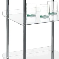 Tino scaffale in acrilico trasparente e acciaio cromato 40x30xh75 cm