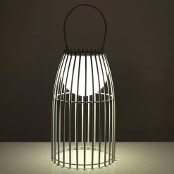 Titti big lampada da tavolo / sospensione in acciaio e resina bianco opaco con luce led d21xh50 cm