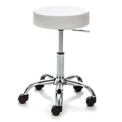 Tizio white sgabello regolabile per scrittoio pelle sintetica bianco e metallo cromato 50x50xh46-60 cm