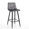 Toffee grey home sgabello rivestito tessuto effetto velluto grigio struttura metallo nero cm h91 l44 p50 seduta h65
