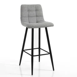 Toffee light grey sgabello grey light grey in tessuto di colore grigio chiaro e metallo nero opaco 44x50xh104 cm seduta h 78 cm