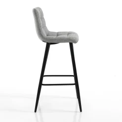 Toffee light grey sgabello grey light grey in tessuto di colore grigio chiaro e metallo nero opaco 44x50xh104 cm seduta h 78 cm