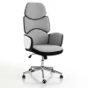 Toledo poltrona da ufficio regolabile e girevole egg in tessuto grigio ghiaccio e plastica bianco lucido 64x69 h119/129 cm