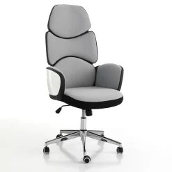 Toledo poltrona da ufficio regolabile e girevole egg in tessuto grigio ghiaccio e plastica bianco lucido 64x69 h119/129 cm