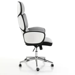 Toledo poltrona da ufficio regolabile e girevole egg in tessuto grigio ghiaccio e plastica bianco lucido 64x69 h119/129 cm