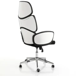 Toledo poltrona da ufficio regolabile e girevole egg in tessuto grigio ghiaccio e plastica bianco lucido 64x69 h119/129 cm