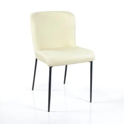 Tryun Beige sedia Imbottita tessuto beige struttura metallo nero opaco h82 l49 p59