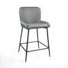 Tryun Grey Home sgabello imbottito tessuto grigio struttura metallo nero opaco h92 l47 p53 seduta h64