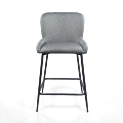 Tryun Grey Home sgabello imbottito tessuto grigio struttura metallo nero opaco h92 l47 p53 seduta h64