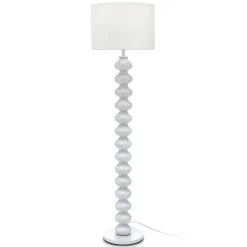 Vanity white lampada da terra metallo bianco opaco paralume tessuto bianco d45 h170
