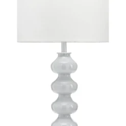 Vanity white lampada da terra metallo bianco opaco paralume tessuto bianco d45 h170