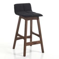 Varm dark wood sgabello in tessuto grigio scuro e legno massello finitura noce scuro 39x47xh68 cm