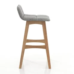 Varm wood sgabello in tessuto grigio e legno massello tinto finitura rovere 39x47xh68 cm
