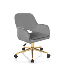 Victoria cor sedia da ufficio regolabile e girevole imbottita grigia in microfibra effetto velluto con ruote 57x58 h80/88 cm