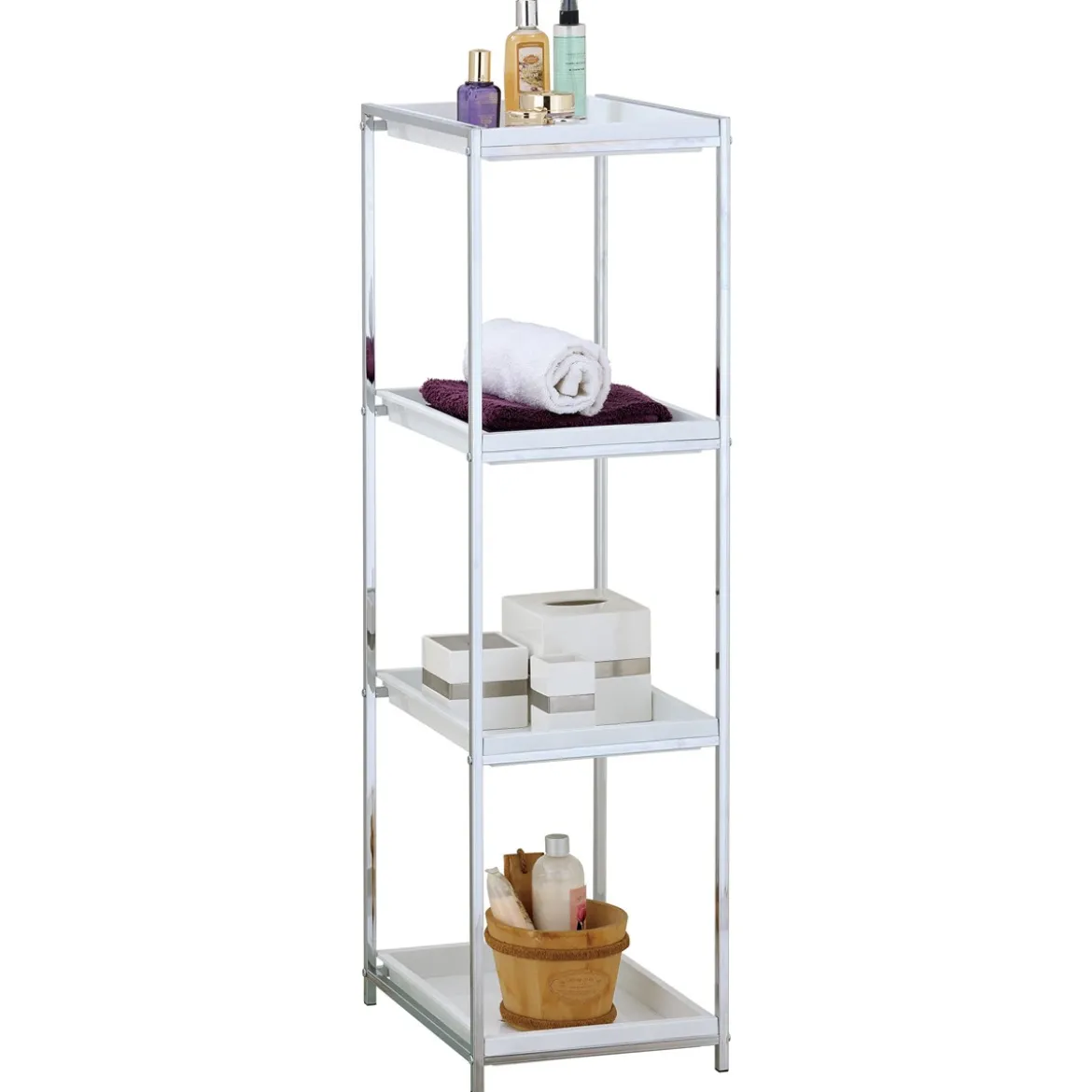 Vigio big scaffale in metallo cromato e abs bianco 31x38.5xh115 cm