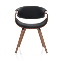 Visby 2 Dark Wood sedia multistrato curvato tinto finitura Noce pelle sintetica Nera h72 l53 p59