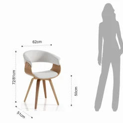 Visby wood sedia in pelle sintetica bianca e legno multistrato finitura rovere 62x51xh81 cm