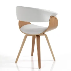 Visby wood sedia in pelle sintetica bianca e legno multistrato finitura rovere 62x51xh81 cm